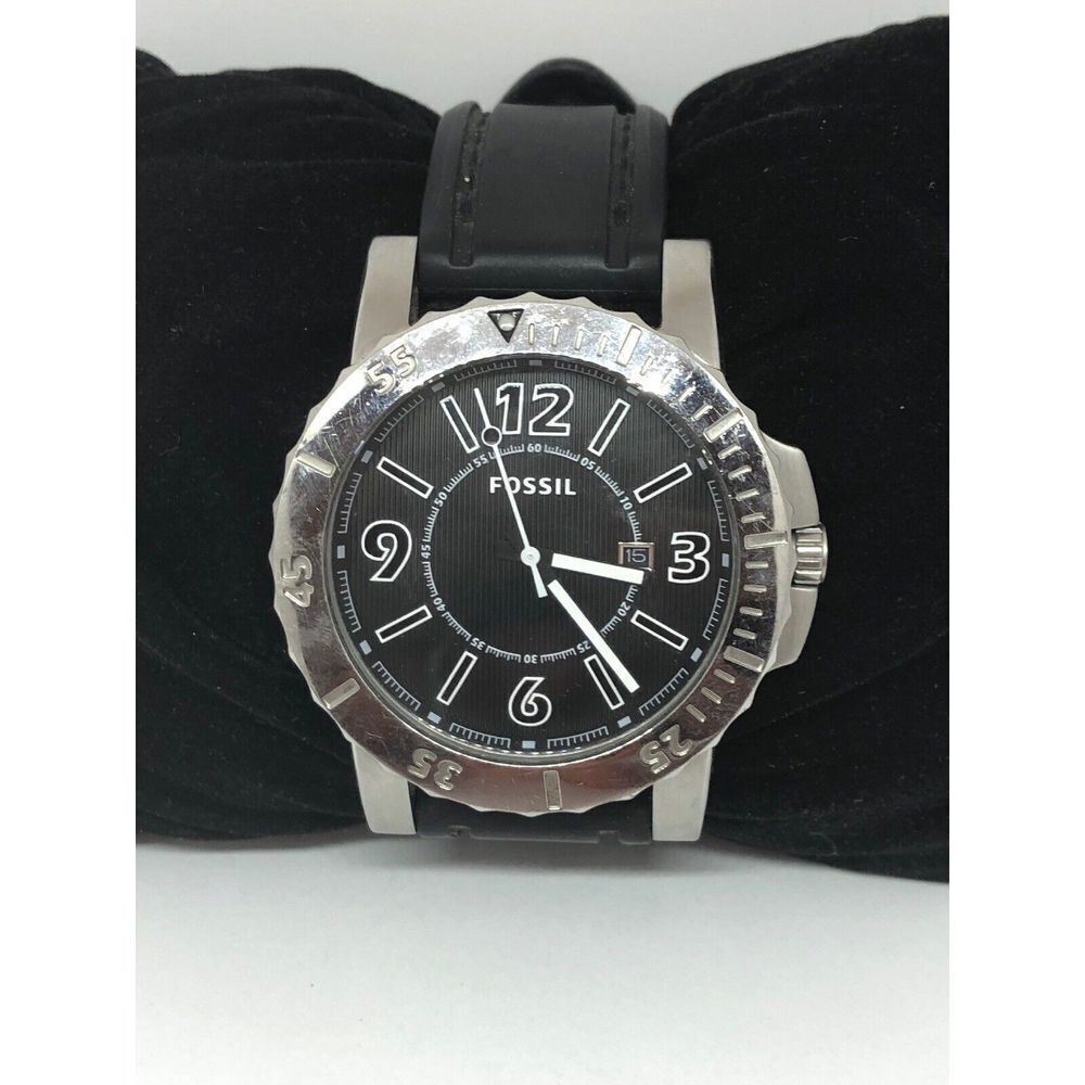 Fossil BQ1023 Black Dial Black Silicone Men's Quartz Analog Display Watch Bb319